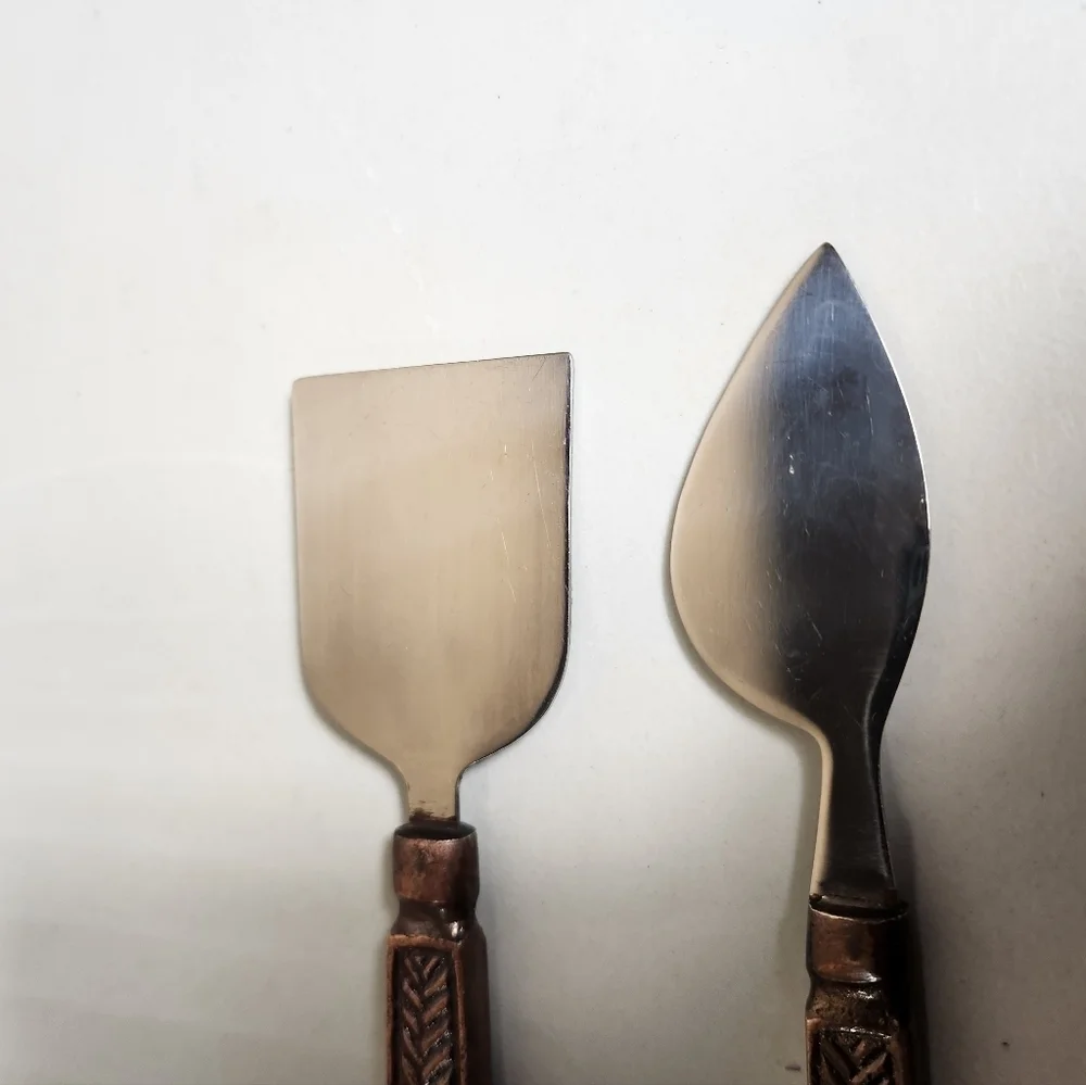 Stainless Steel/Copper Tone Brutalist Rustic Cheese Knives Charcuterie